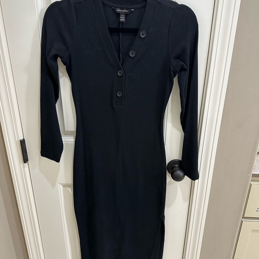 Banana Republic Black Ribbed Sheath Dress